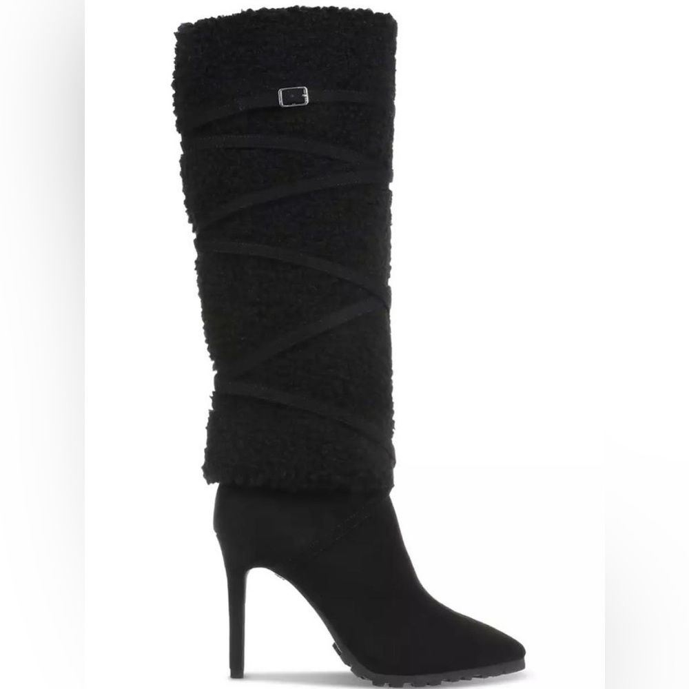 New Thalia Sodi Rikka Tall Heeled Sherpa feel Boot black size 5